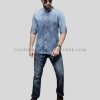 regular fit faded denim shirt for men supplier