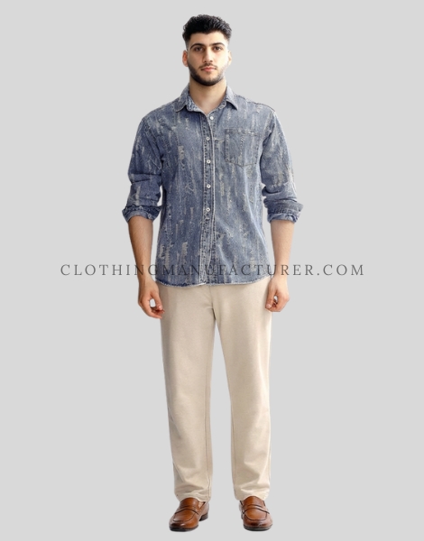 ripped denim shirt for men supplier