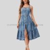 ruffle denim dress supplier
