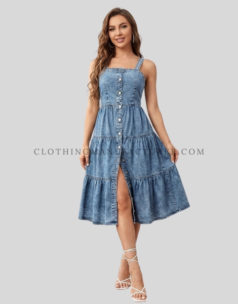 ruffle denim dress supplier