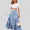 ruffle hem jeans maxi skirt supplier