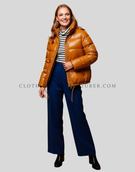 shiny padded puffer jacket for women supplier