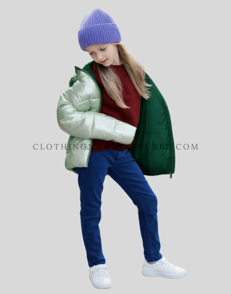 shiny puffer jacket for kids supplier