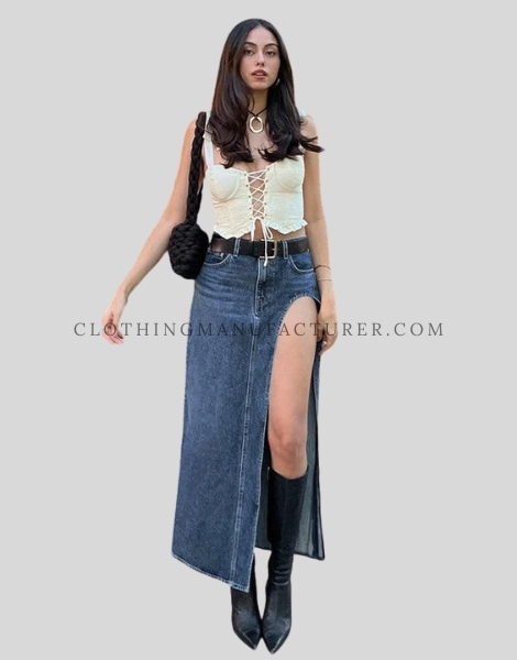 side-slit jeans skirt supplier