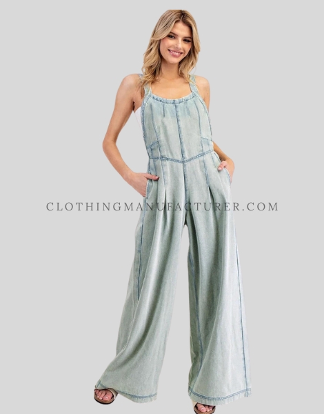 sleeveless denim jumpsuit supplier