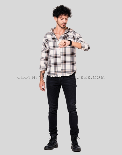 slim fit flannel shirt for men supplier