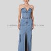 strapless denim dress with multiple pocket supplier