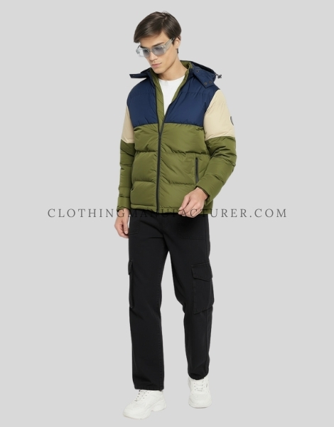 two-tone puffer jacket for men supplier