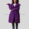 wide collar long length puffer jacket for women supplier