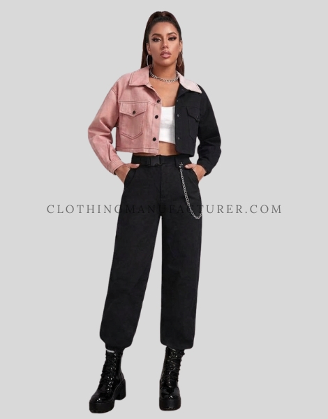 womens cropped denim jacket supplier