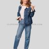 womens denim jacket with sherpa collar supplier