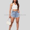 womens drawstring denim shorts supplier