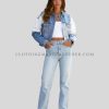 womens duel color denim jacket supplier