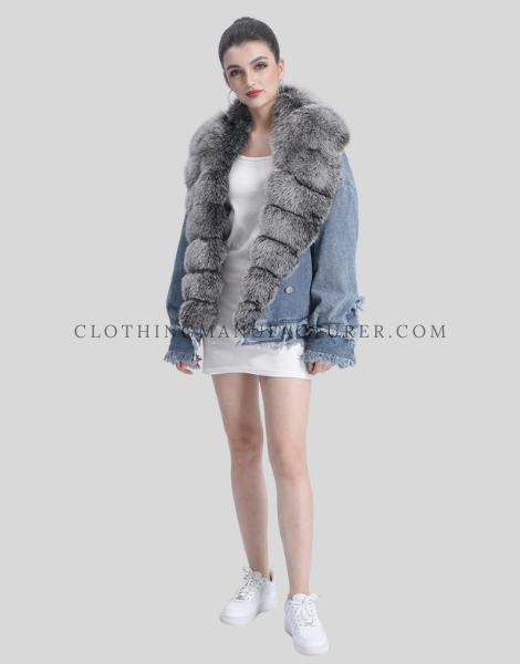 womens faux fur denim jacket supplier