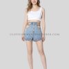womens hollow out denim shorts supplier