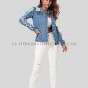 womens ripped denim jacket supplier