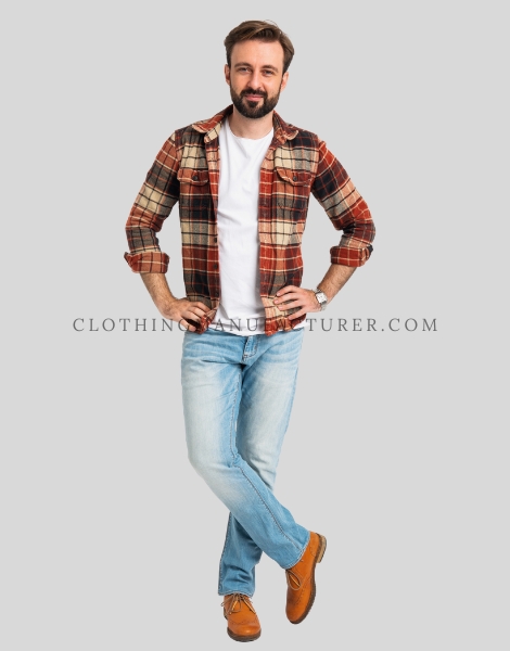 woven fabric flannel shirt for men supplier