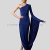 one-shoulder draped sleeve party dress manufacturer