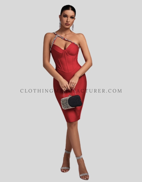 crystal embellished strap party dress supplier