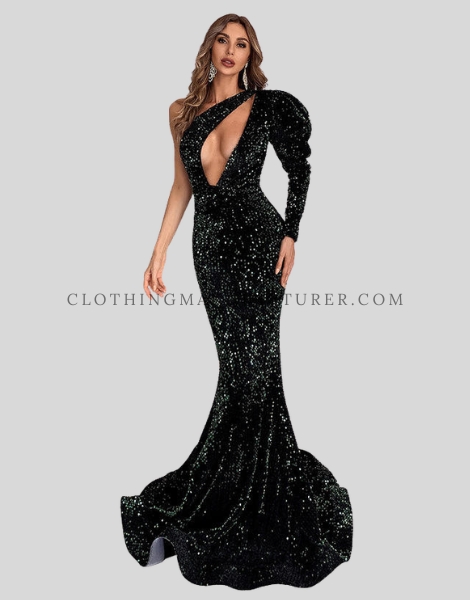 one shoulder puff sleeve party dress supplier