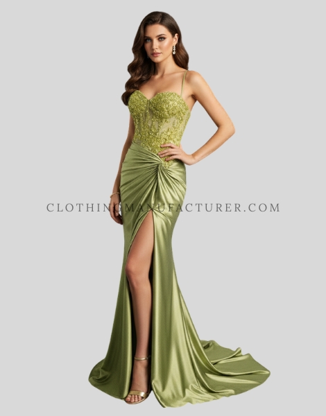 satin long party dress supplier