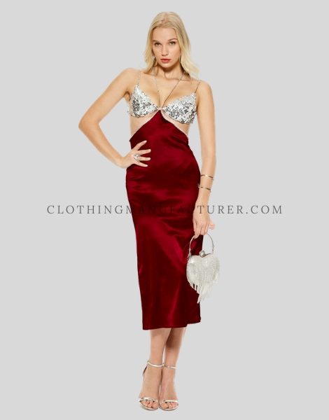 waist cut chiffon party dress supplier