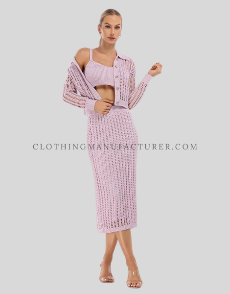 crochet-knit midi skirt supplier