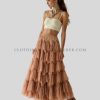 ruffle mesh long skirt supplier