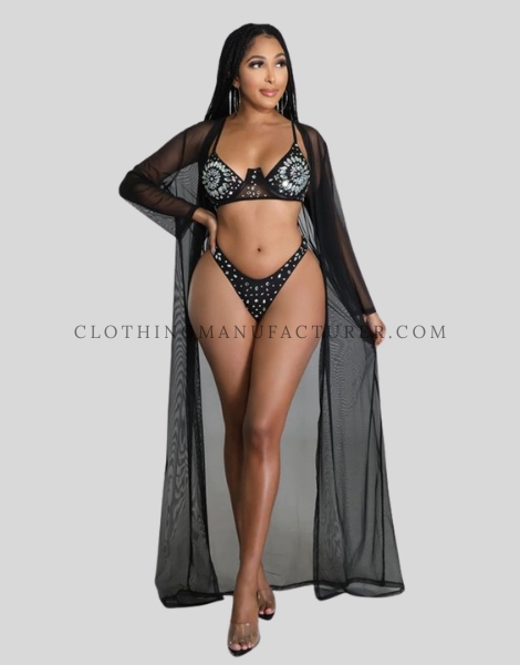 crystal mesh bikini set supplier