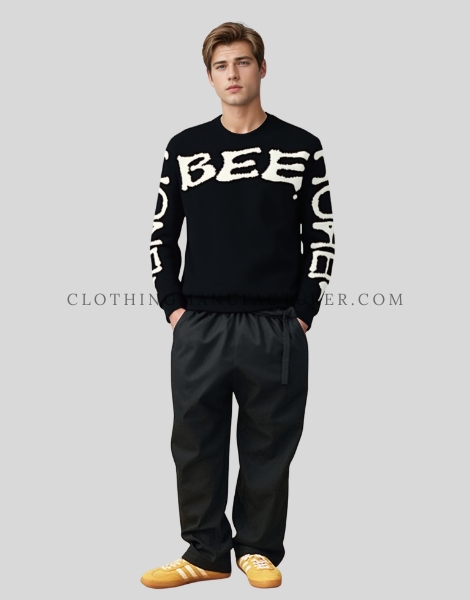 mens black printed sweatshirt supplier