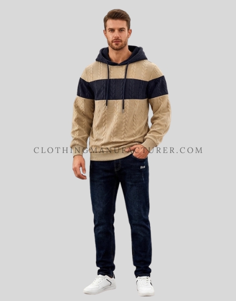 mens cable-knit hooded sweatshirt supplier