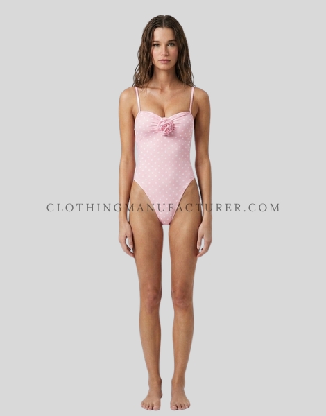 pink and white polka dot swimsuit supplier
