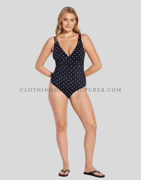 white and black polka dot swimsuit supplier