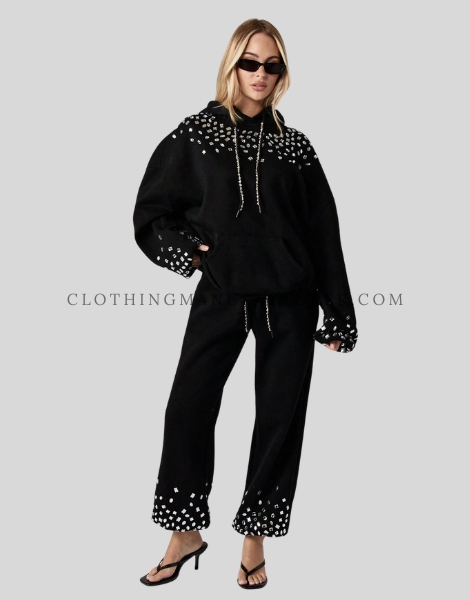 womens black hooded sweatshirt supplier