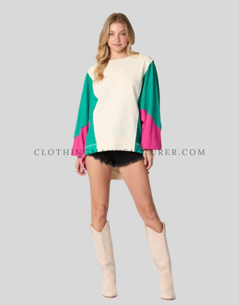 womens color-block sweatshirt supplier