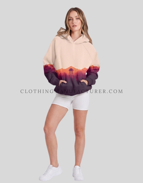 womens graphic print hooded sweatshirt supplier