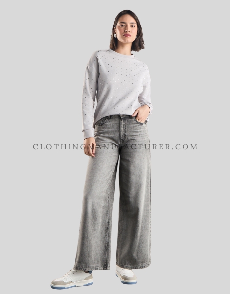 womens rhinestones sweatshirt supplier