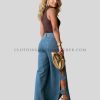 light denim wide leg jeans manufacturer