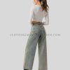 stretch denim wide leg jeans manufacturer