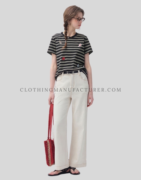 wide leg white denim jeans manufacturer