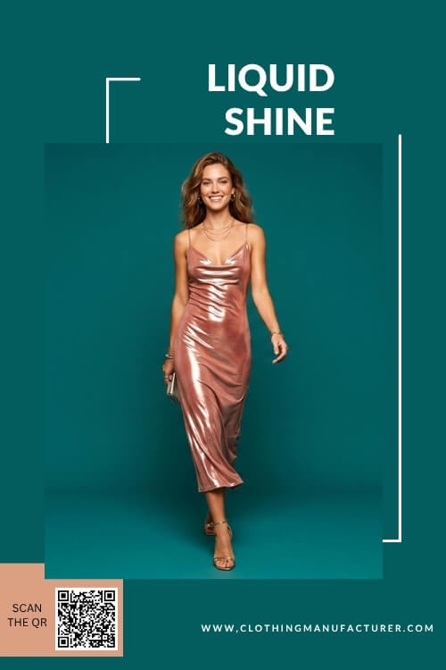 metallic liquid shine outfit with glossy texture