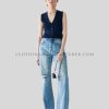 high rise wide leg denim jeans supplier