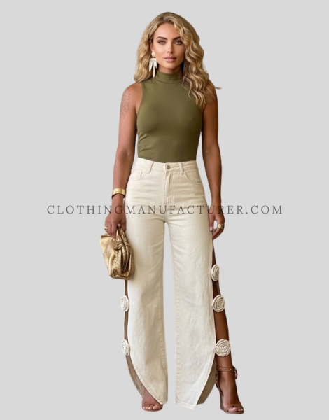light denim wide leg jeans supplier