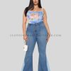 plus size wide leg denim jeans supplier