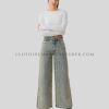stretch denim wide leg jeans supplier