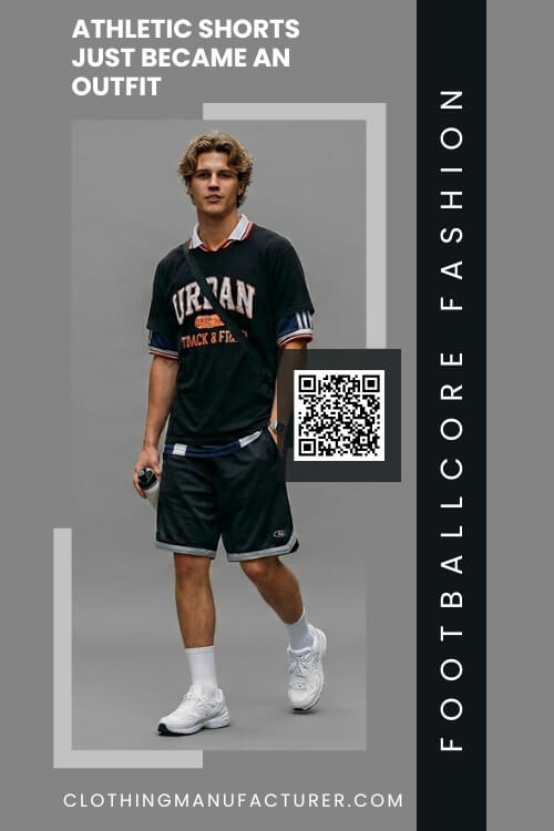 Footballcore outfit featuring athletic shorts and casual styling Footballcore outfit featuring athletic shorts and casual styling