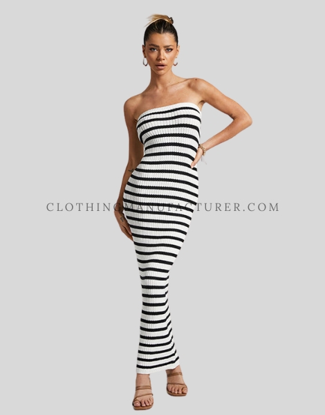 Custom Black And White Striped Tube Dress black and white striped tube dress supplier
