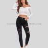 black skinny ripped jeans womens supplier