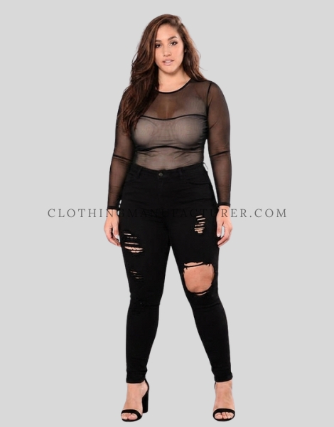 dark ripped jeans plus size supplier