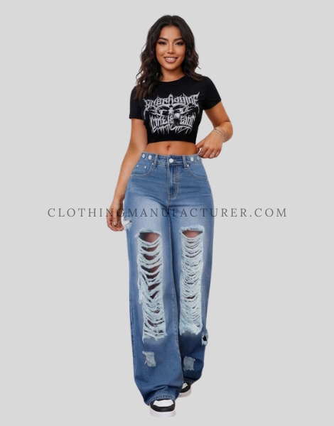 flare jeans ripped supplier